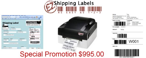 barcode and ez shipping label printing system